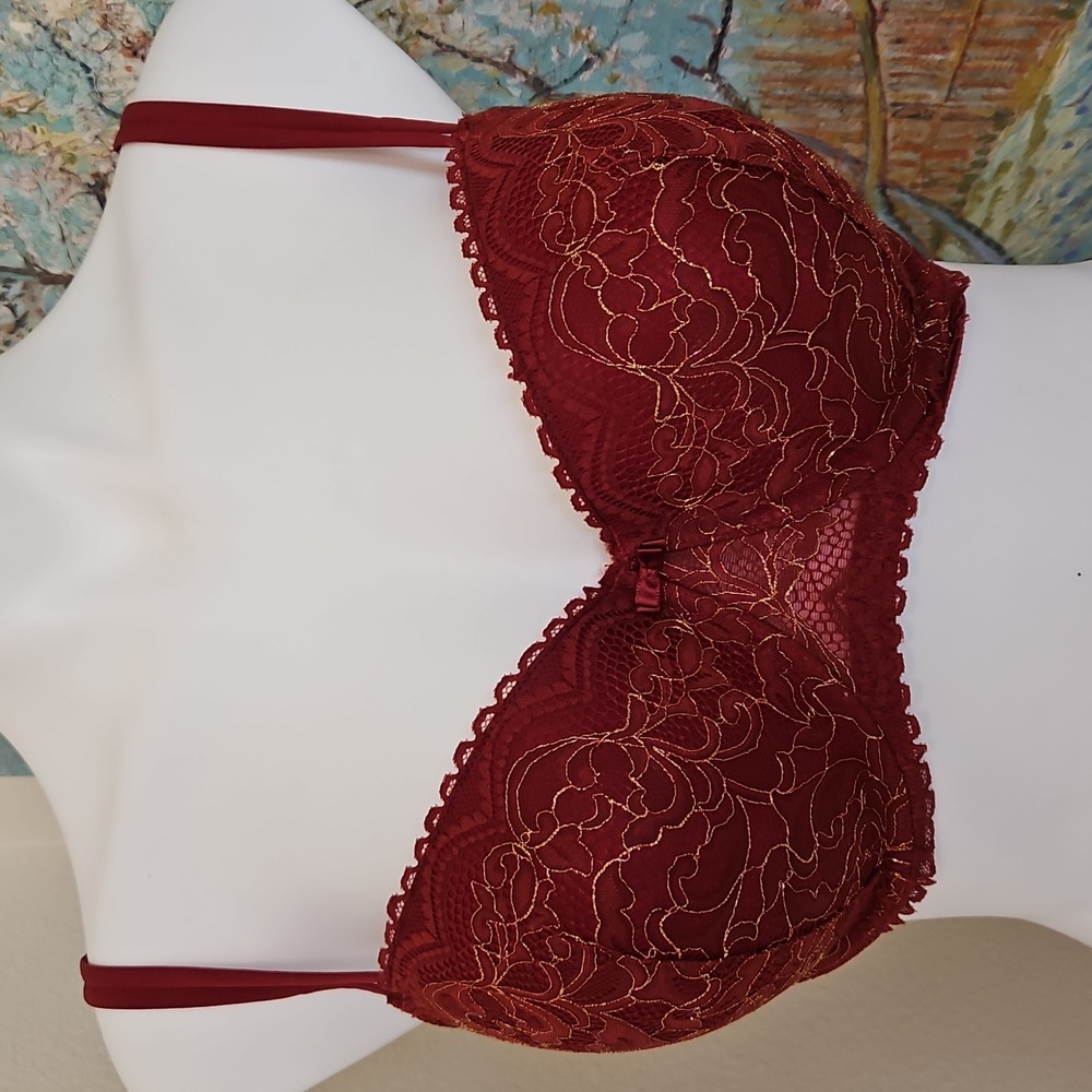 38D Bra Bundle Xhilaration Butterfly Gilligan Black Lace Holiday Red and Gold - Picture 7 of 9